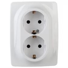 Розетка Эра 12 2X2P+E Schuko 16A-250В IP20 White 12-2108-01 / Б0036442