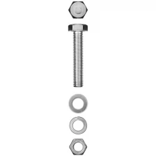 ЗУБР M6 x 50 мм, 7 шт., болт с шестигранной головкой в комплекте с гайкой, шайбой, шайбой пружинной 303436-06-050