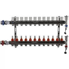Коллекторная группа Tim (KA012) 1", 12 вых., расходомер, воздухоотводчик, сливной кран, термометр