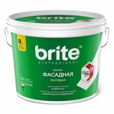 Краска фасадная Brite Professional база А, белая, матовая (9л)