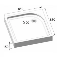 Поддон для душа акриловый BelBagno TRAY-BB-A-85-15-W квадратный