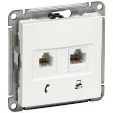 Розетка 2гн комп+ТФ RJ11+RJ45 с/у крем механизм W59 Schneider Electric