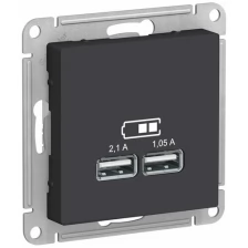 Розетка 2xUSB Schneider Electric ATLASDESIGN, карбон, ATN001033