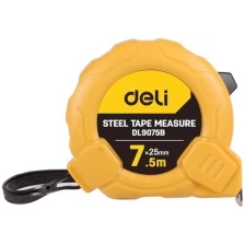 Рулетка Deli DL9075B 7,5м*25мм, желтый