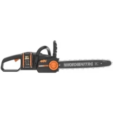 Пила цепная компактная WORX NITRO WG385E 40V 40см аккумуляторная бесщеточная с двумя 4Ач батареями и двойной 2А зарядкой