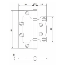 Петля накладная 2шт Apecs 100*75*2,5-B2-Steel-AB (Бронза)